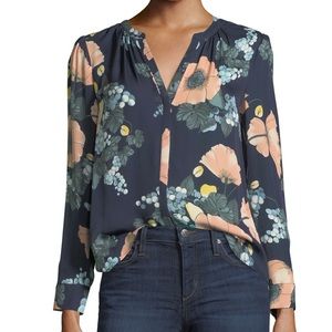 Joie Navy Floral Blouse